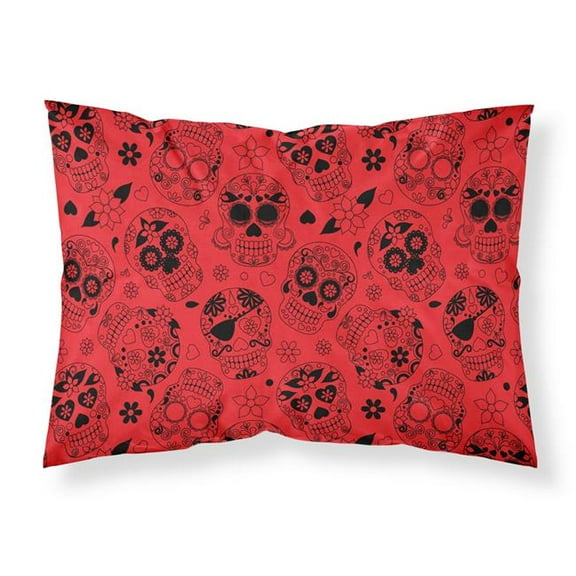 Day of the Dead Orange Fabric Standard Pillowcase - 20.5 x 0.25 x 30 in.