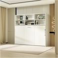 thumbnail image 5 of JERFIT White Modern Horizontal Murphy Bed with Bookshelf, Twin Size Wall Bed, Space Saving Foldable Bed for Bedroom, Guest Room, 5 of 10