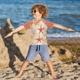 thumbnail image 3 of FORMRS Boys Rash Guard Short Sleeves Swim Shirt Quick Dry UPF 50+ Sun Protection, Sizes 3-12T, Orange Starfish, 3 of 6
