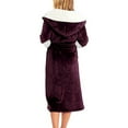 thumbnail image 6 of Rejlun Women Sherpa Robes Solid Color Fuzzy Plush Bathrobe Long Sleeve Sleepwear Plain Dressing Gown Warm Sleeping Fleece Robe Wine Red S, 6 of 6