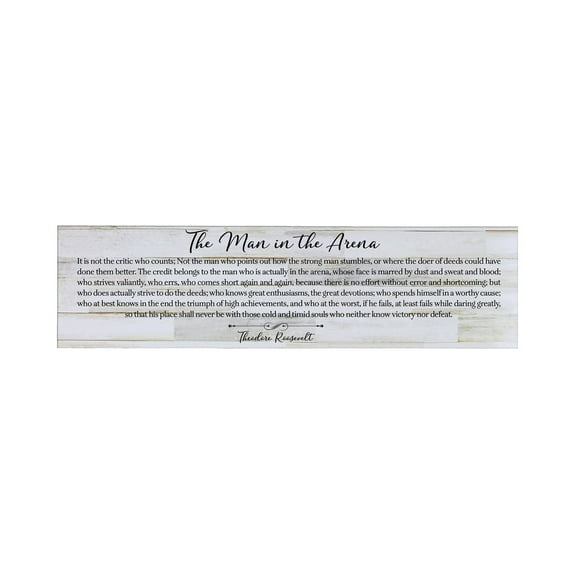 LifeSong Milestones Inspirational Modern Wooden Wall Hanging Plaque 10x40 - The Man In the Arena