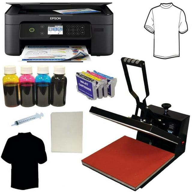 Heat Transfer Press 15X15" Dye Sublimation Ink Wireless Printer Startup Kit