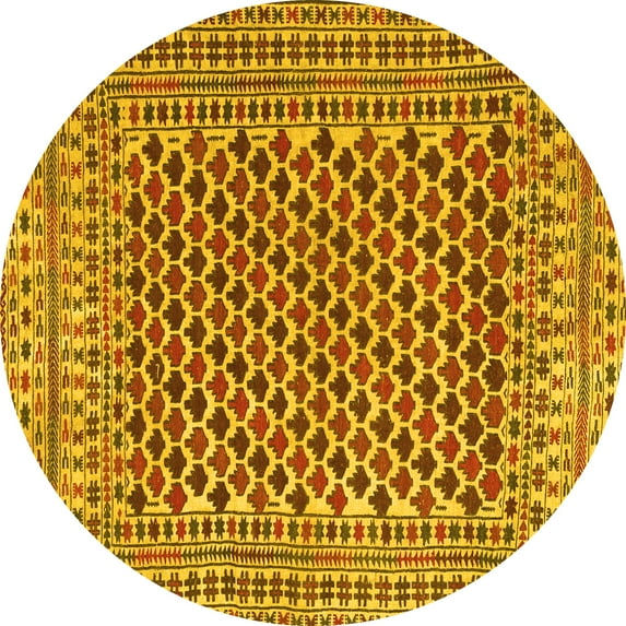 Ahgly Company Indoor Round Southwestern Yellow Country Area Rugs, 6' Round