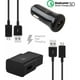 Ensemble de Chargeur Rapide Compatible avec LG Optimus Zone 3 Devices-[1 x qc 2.0 Ampères Chargeur Mural+1 x qc 3.0 Ampères Chargeur de Voiture+2 x Câble Micro USB]-Faster Charge!-Black – image 1 sur 9