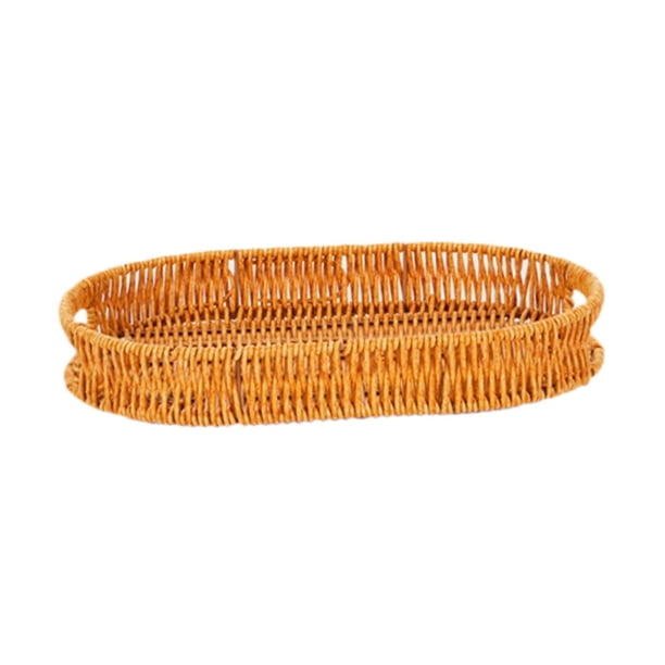 Cesta de pan de imitación de ratán, frutero ovalado, soporte para aperitivos, cesta tejida para servir pan 30x20x4cm