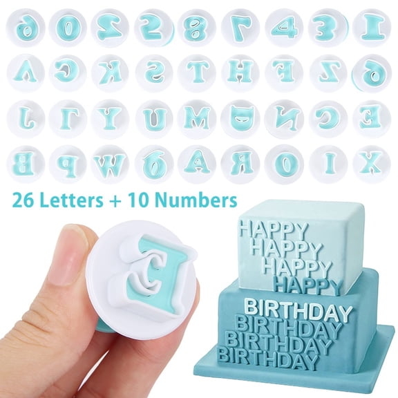 36PCS Alphabet Number Letter Fondant Cake Decorating Set Baking Model Cook Supply Cake Shape Molds