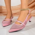 thumbnail image 4 of Kitten Heels for Women Pointed Toe Pumps Low Heel Slingback Heels with Buckle Dress Shoes for Dating Party Working Pink 40, 4 of 6