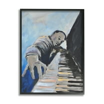 Stupell Industries Piano Player Blues Musician Expressive Painting Modern Painting Black framed Art Print Wall Art, 11 x 14, Design by Allayn Stevens