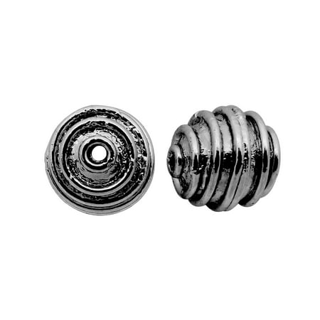 Bali Style Vermeil Beads - BR-372 Black Rhodium Overlay Bali Bead