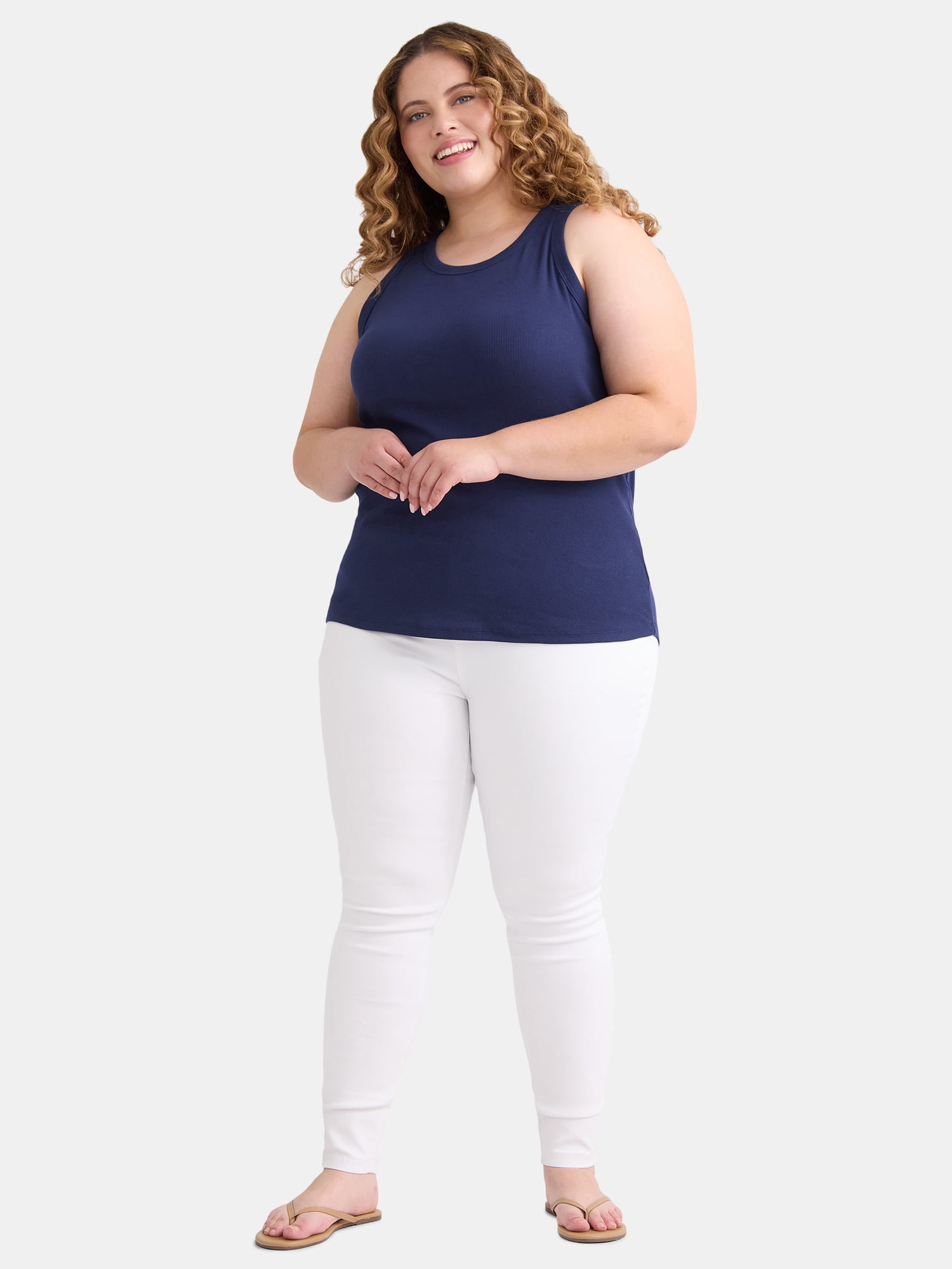Terra & Sky Women's Plus Size High Neck Rib Tank Top, Sizes 0X-4X