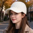 thumbnail image 3 of VONCOS Women Cable Knit Baseball Cap for Women Thick Warm Fall Winter Knitted Hat with Adjustable Strap for Daily Outdoor Use, 3 of 4