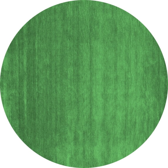 Ahgly Company Indoor Round Abstract Emerald Green Contemporary Area Rugs, 7' Round