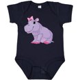 thumbnail image 3 of Inktastic Cute Purple Hippo Girls Baby Bodysuit, 3 of 5