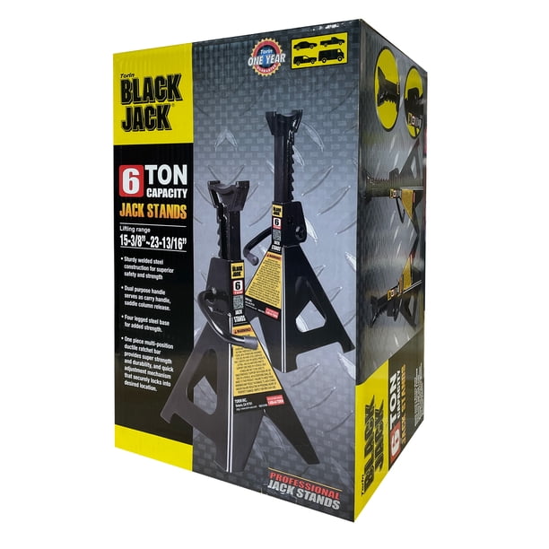 Torin Black Jack 6 Ton Steel Jack Stands Pair - T46002W - Walmart
