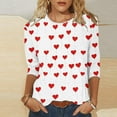 thumbnail image 2 of Meichang Valentine's Day Tops for Women Heart Graphic Shirts 3/4 Sleeve Crew Neck Romantic Holiday Tees, 2 of 6