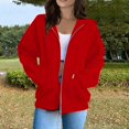 thumbnail image 2 of vigerkar Womens Zip Up Hoodies Oversized Sweatshirts Solid Color Long Sleeve Lightweight Jackets With Pockets (Red, XL), 2 of 4