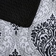 thumbnail image 4 of Comfort Spaces Coco 3 Piece Black and White Damask Coverlet Set, Queen | Lightweight Summer, 4 of 5