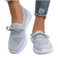 thumbnail image 2 of Zapatillas planas transpirables de malla tejida para mujer, zapatos casuales antideslizantes de moda para caminar, mocasines cómodos de suela suave sin cordones, zapatillas de tenis, 2 of 5