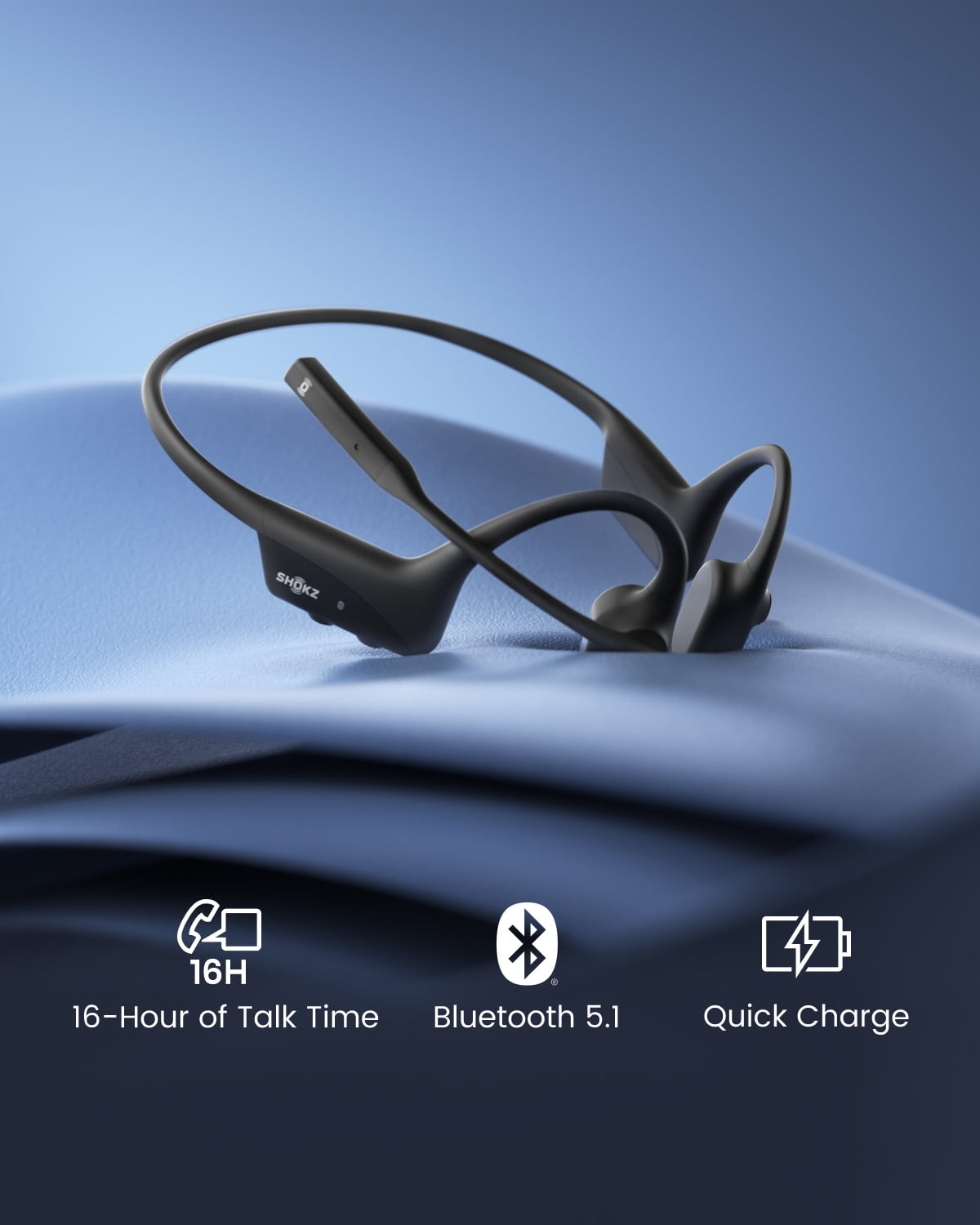 Shokz OpenComm2 UC-Bone Conduction Stereo Bluetooth Headset with 