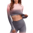 thumbnail image 5 of Hpapadks Work Out Sets Gym for Women 2 Piece Quick Dry Sportswear Yoga Fitness Wear Tight Long Sleeve Gradient Crop Tops Pants Set Yoga Sets for Women Orange S, 5 of 5