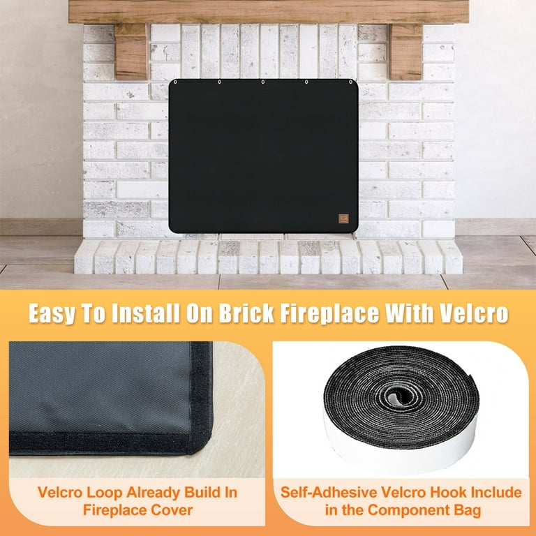 Velcros Fireplace Cover, Fireplace Draft Blocker, Fireplace