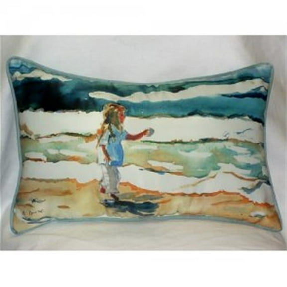 Betsy Drake ZP602 Girl at the Beach Throw Pillow- 20 x 24 in.