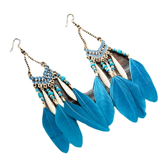 Bohemian fan-shaped Long Ladies Earrings Women Indian Jewelry Natural Rice Beads Dangle Earrings