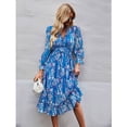 thumbnail image 4 of OUSIMEN Women's Casual Long Sleeve V Neck Loose Floral Dress Long Dresses Swing Dress for Women, 4 of 5