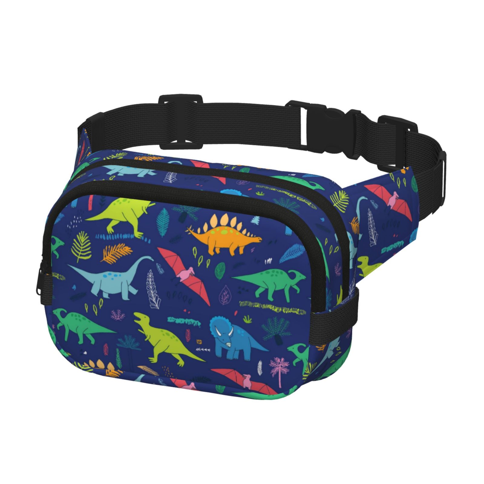 Hirioo Dinosaurs for Double Layer Waist Bag Adjustable Fanny Pack For Travel Running Hiking