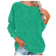 thumbnail image 4 of Hauts pour Femmes T-Shirts Dames Liquidation Blouses d'Été Mode Grande Taille Uni Col Rond Ample Manches Longues Rouge m, 4 of 6