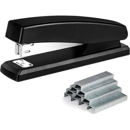 Stapler with 2000 Staples, Office Stapler, 25 Sheet Capacity, Non-Slip, Black