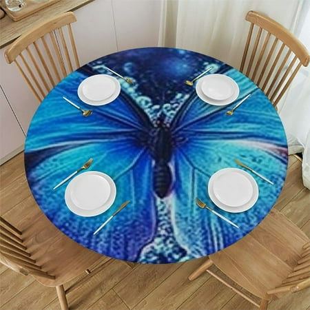 

Patifu Butterfly Bubbles Heart Round Tablecloth Stain-Resistant Washable 100% Polyester for Picnic Dining Kitchen Farmhouse Home Parties Holiday Dinner 31 -35