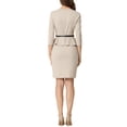thumbnail image 3 of Vestidos de lápiz elegantes de INSPIRE CHIC para mujeres, con cinturón y peplum, vestido de trabajo, color beige, talla XL, 3 of 5
