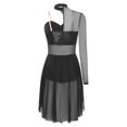 thumbnail image 4 of MSemis Women Modern Lyrical Dance Dress Single Sleeve Ballet Ballroom Dresses Black XL, 4 of 5