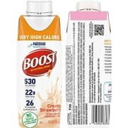 Boost Very High Calorie Nutritional Drink Variety Pack, 4 Bottles Very Vanilla, 4 Bottles Chocolate, 4 Bottles Creamy Strawberry, 8 FL OZ Bottles, 12 CT Variety Pack 8.00 Fl Oz (Pack of 12)