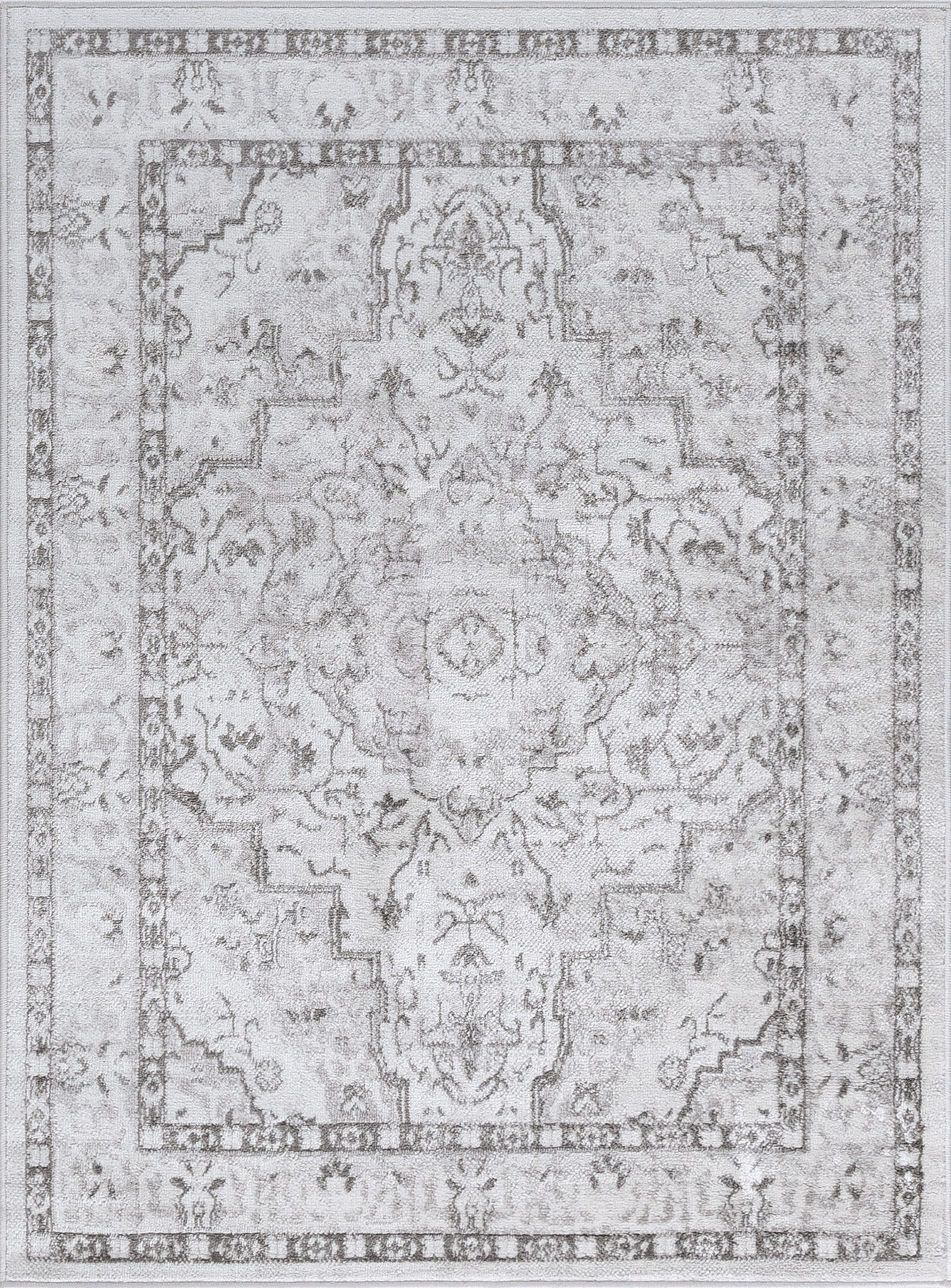 Traditional 4x6 Area Rug (4' x 5'3'') Oriental Gray Indoor Rectangle Easy to Clean