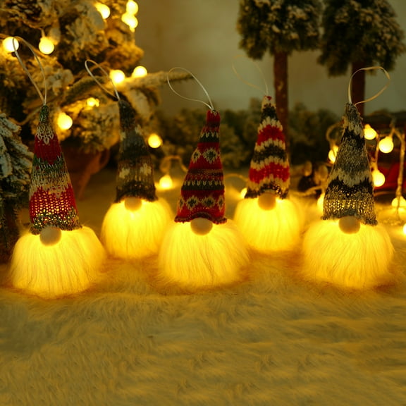 Christmas Savings! Dvkptbk Christmas Faceless Doll Gnome Pendant with Lights Rudolph Dwarf Christmas Tree Ornaments Merry Christmas Decoration