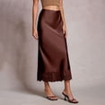 thumbnail image 5 of Maxi Skirts for Women Casual Comfort A line Summer Skirts Flowy Skirt Satin Solid Color Midi Skirt Silk Skirts for Daily Wear, 5 of 6