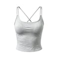 thumbnail image 4 of Awwp Women's Double Lined Basic Spaghetti Strap Unstructured Tank Top Adjustable Slim Sleeveless Crew Neck Tank Camisole Grey M, 4 of 7