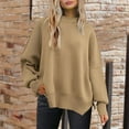 thumbnail image 2 of WEAIXIMIUNG Red Oversized Sweater Women Women's Crewneck Batwing Long Sleeve Sweaters 2024 Fall Oversized Ribbed Knit Side Slit Pullover Tops, 2 of 5
