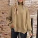 thumbnail image 4 of Suéteres de manga larga con cuello redondo y murciélago para mujer Otoño 2024 Suéteres de mujer de talla pequeña Tops de cuello alto con cremallera de un cuarto estampados para mujer, 4 of 4