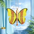 thumbnail image 4 of Farmhouse Wreath Softball Enthusiast Gift Acrylic Flat Baseball Butterfly Pendant Car Pendant Interior Charm Pendant,Yellow Household Pendant, 4 of 6