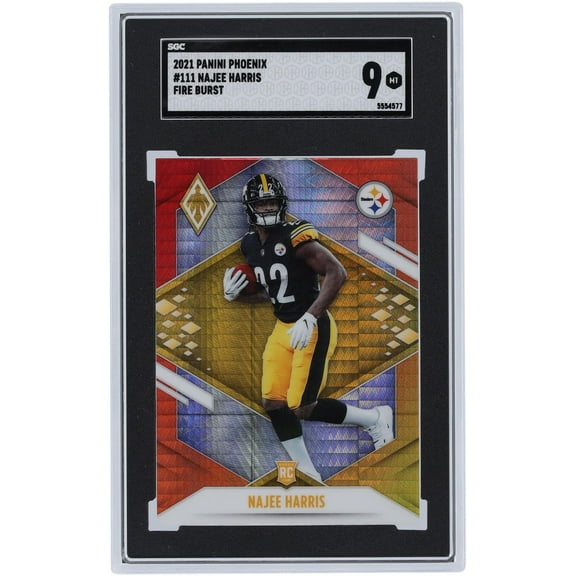 Najee Harris Pittsburgh Steelers 2021 Panini Phoenix Fire Burst #111 SGC Authenticated 9 Rookie Card
