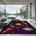 thumbnail image 2 of ODIKA 8'x10' Washable Area Rug Playroom Science Theme Educational Classroom Themed Cartoon Rocket for Dining Room, Large Office, Lounge, Non-Slip Chair-Friendly Mat, 2 of 7
