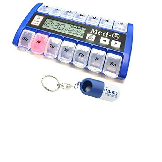 New MedQ Daily Pill Box Reminder with Flashing Light and Beeping Alarm