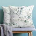thumbnail image 2 of Spring Sage Green Pillow Covers 16x16 Inch Set of 2, Seafoam Eucalyptus Branches Throw Pillows Farmhouse Cotton Spring Green Leaf Pillow Case for Sofa Bedroom Living Room Indoor Outdoor, 2 of 6