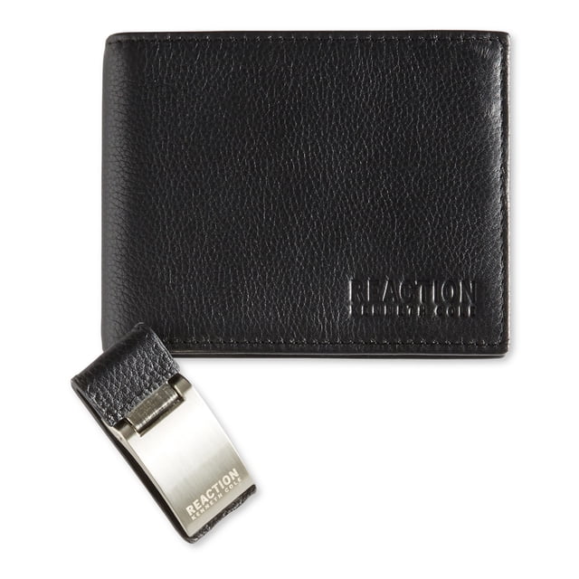 Kenneth Cole - Cartera plegable de piel para hombre, color negro, talla única Kenneth Cole plegable