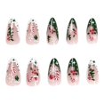 thumbnail image 2 of Niusricy Christmas Artificial Nails Set Cute Snowflake Cane Print Long False Nail Full Cover Nail Tips for Women Manicure Kit, 2 of 8