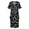 thumbnail image 4 of Vestido de verano holgado con bolsillos para mujer traje blanco con estampado de gafas de varias formas, 4 of 7