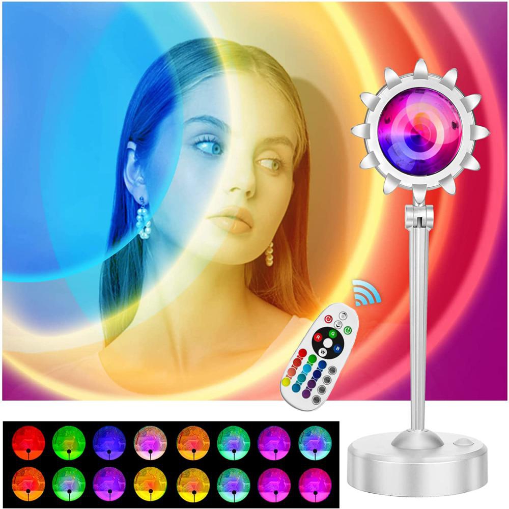 Sunset Lamp Projection, 180 Degree Rotation 16 Color Rainbow Projection
